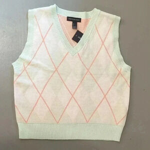 NWT‎ Streetwear Society Argyle Vest Mint Coral size Large